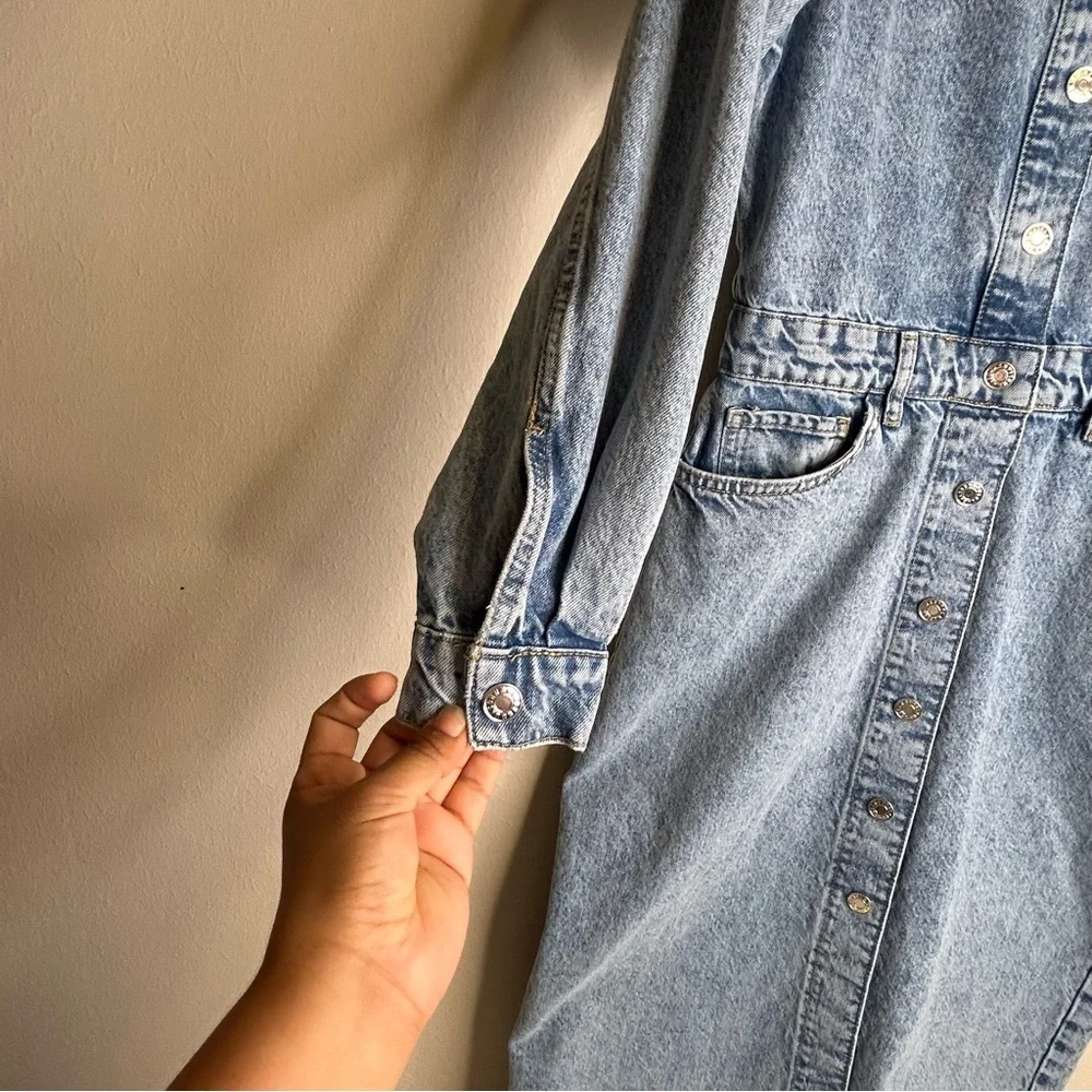 Mango Denim Shirt Dress Long Sleeve Midi Women’s Size 6 - Picture 5 of 11